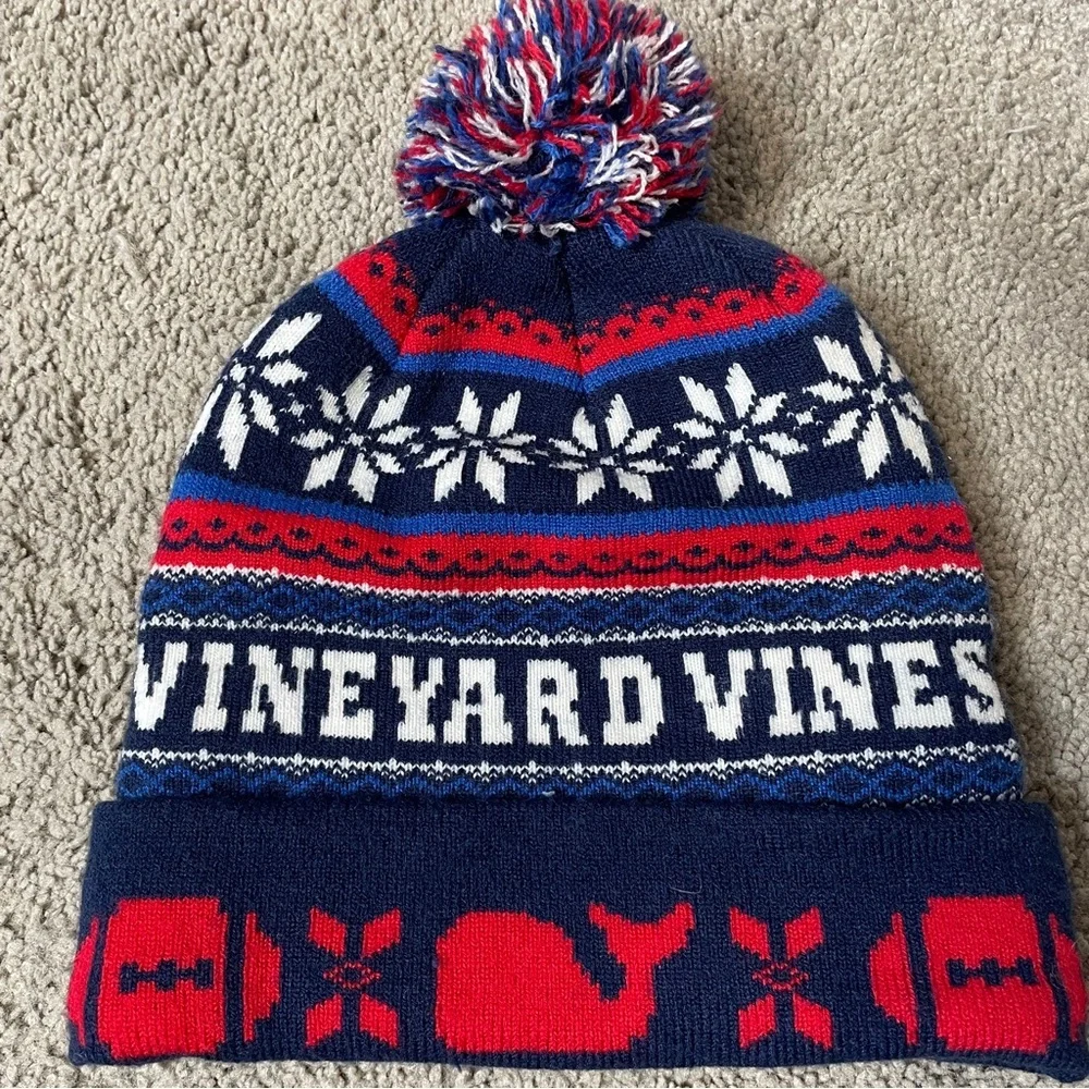 Vineyard‎ Vines Tailgate Pom Pom Knit Beanie unisex one size